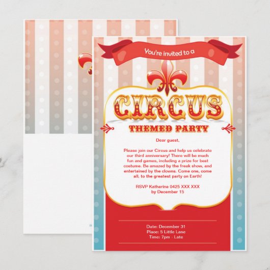 サーカス招待状 招待状 (正面/裏面)