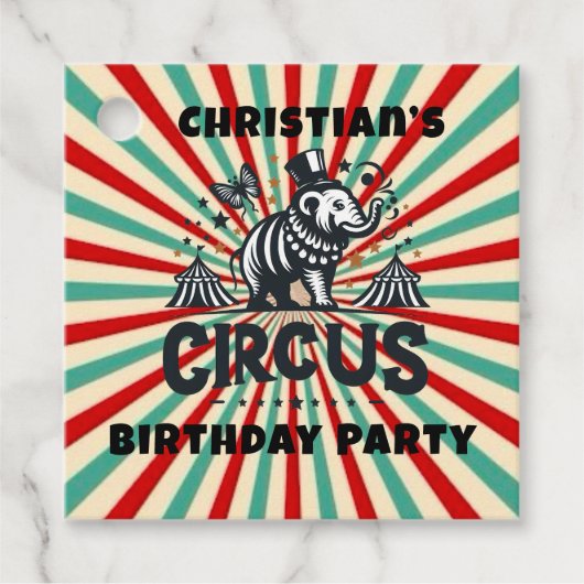 サーカス日が差すこと子供の誕生日パーティーありがとう フェイバータグ (正面)