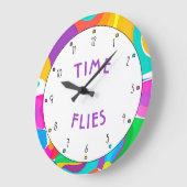 サーカス明るい色タイムフライ ラージ壁時計 (傾斜)