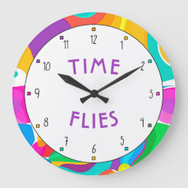サーカス明るい色タイムフライ ラージ壁時計