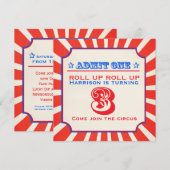 サーカス楽しいフェア 3歳の誕生日お誘い 招待状 (正面/裏面)
