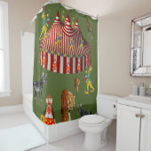 サーカス緑の赤い白い子供のシャワーカーテン シャワーカーテン (インサイチュ)