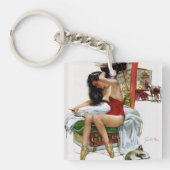 サーカス美しいヴィンテージアートクリスマスピンアップガール キーホルダー (正面)