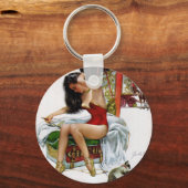 サーカス美しいヴィンテージアートクリスマスピンアップガール キーホルダー (正面)