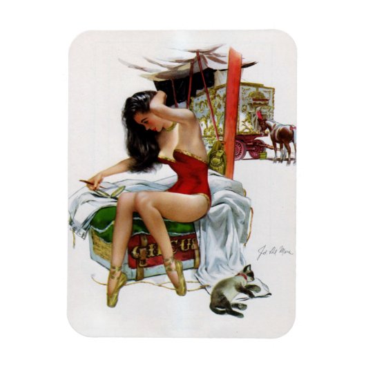 サーカス美しいヴィンテージアートクリスマスピンアップガール マグネット (縦)