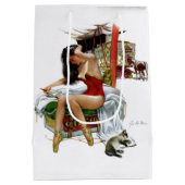 サーカス美しいヴィンテージアートクリスマスピンアップガール ミディアムペーパーバッグ (裏面)