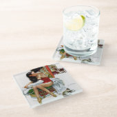 サーカス美しいヴィンテージアートピンアップガール ガラスコースター (アングル)