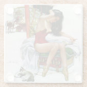 サーカス美しいヴィンテージアートピンアップガール ガラスコースター (裏面)