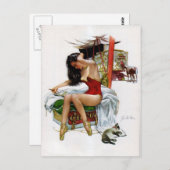 サーカス美しいヴィンテージアートピンアップガール ポストカード (正面/裏面)