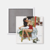 サーカス美しいヴィンテージアートピンアップガール マグネット (正面/裏面)