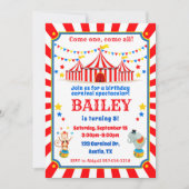 サーカス誕生日の招待カーニバル招待状 招待状 (正面)