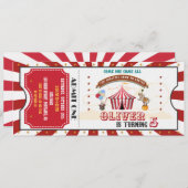 サーカス誕生日の招待ヴィンテージカーニバルチケット 招待状 (正面/裏面)