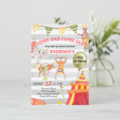 サーカス誕生日カーニバルキュートウォーターカラーキッズ 招待状 (スタンド正面)