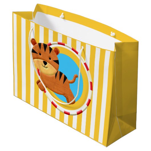 サーカス誕生日キッズパーティートラストライプギ ラージペーパーバッグ (裏面アングル)