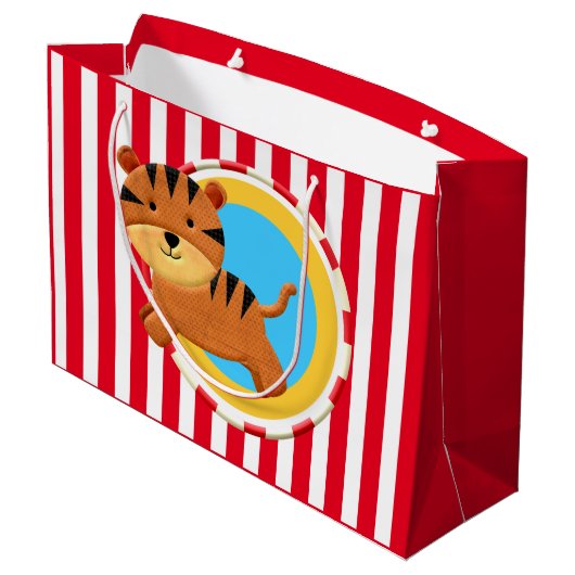 サーカス誕生日キッズパーティートラストライプギ ラージペーパーバッグ (裏面アングル)