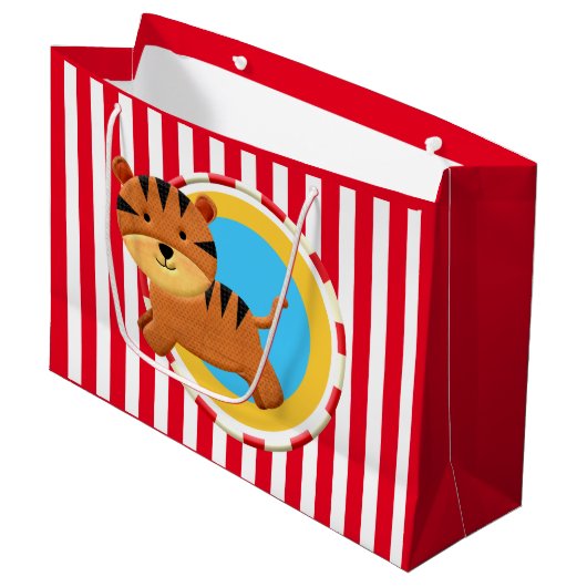 サーカス誕生日キッズパーティートラストライプギ ラージペーパーバッグ (正面アングル)