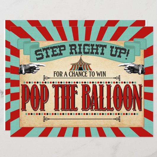 サーカス誕生日パーティーゲームポップ・アートのバルーンに署名 (正面/裏面)