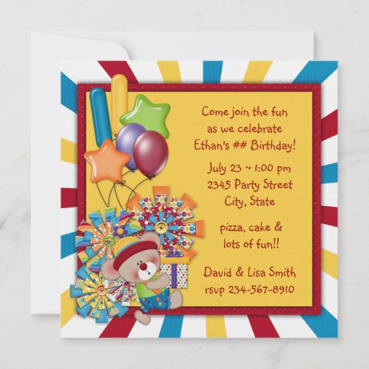 サーカス誕生日パーティー 招待状 (裏面)