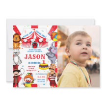 サーカス誕生日フォト招待状