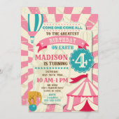 サーカス誕生日招待状ガールカーニバル招待状 招待状 (正面/裏面)