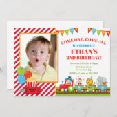 サーカス誕生日招待状トレインサーカスパーティー 招待状 (正面/裏面)