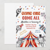 サーカス誕生日招待状 |カーニバル招待状 招待状 (正面/裏面)