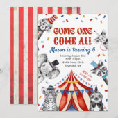 サーカス誕生日招待状 |カーニバル招待状 招待状 (正面/裏面)