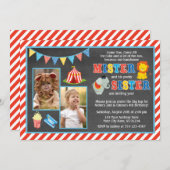 サーカス誕生日招待状 | 兄弟姉妹カーニバル 招待状 (正面/裏面)