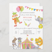 サーカス誕生日招待状 招待状 (正面/裏面)