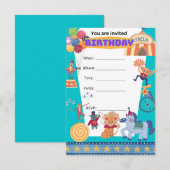 サーカス誕生日男子パーティーご招待 招待状 (正面/裏面)