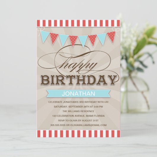 サーカス誕生日 |子の誕生日招待状 招待状 (スタンド正面)