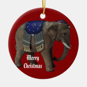 サーカス象のクリスマスのオーナメント セラミックオーナメント
