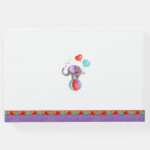 サーカス象の水の色の赤ちゃんシャワーパープル ゲストブック (裏面)