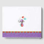 サーカス象の水の色の赤ちゃんシャワーパープル ゲストブック (裏面)