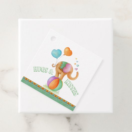 サーカス象の水の色の赤ちゃんシャワー フェイバータグ (インサイチュ)