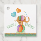 サーカス象の水の色の赤ちゃんシャワー フェイバータグ (正面)