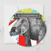 サーカス象の誕生日パーティーの招待バンティング 招待状 (裏面)