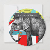 サーカス象の誕生日パーティーの招待バンティング 招待状 (裏面)