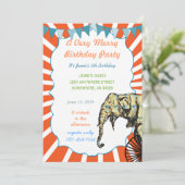 サーカス象の誕生日パーティーの招待バンティング 招待状 (スタンド正面)