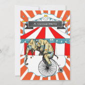 サーカス象の誕生日パーティーの招待バンティング 招待状 (裏面)