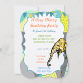 サーカス象の誕生日パーティーの招待バンティング 招待状 (正面)