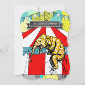 サーカス象の誕生日パーティーの招待バンティング 招待状 (裏面)