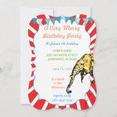 サーカス象の誕生日パーティーの招待バンティング 招待状 (正面)