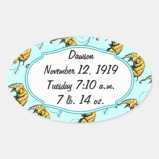 サーカス象ギフト 楕円形シール (正面)