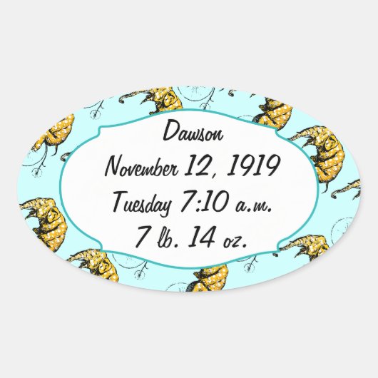 サーカス象ギフト 楕円形シール (正面)