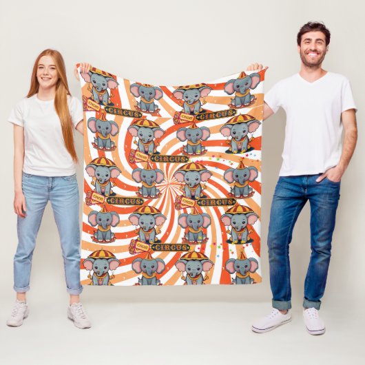 サーカス象パターン フリースブランケット (インサイチュ)