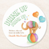 サーカス象ユニセックスの赤ちゃんシャワー紙コースター ラウンドペーパーコースター (正面)