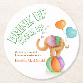 サーカス象ユニセックスの赤ちゃんシャワー紙コースター ラウンドペーパーコースター