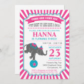 サーカス象誕生パーティー 招待状 (正面/裏面)