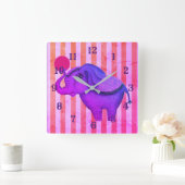 サーカス象 スクエア壁時計 (ホーム)